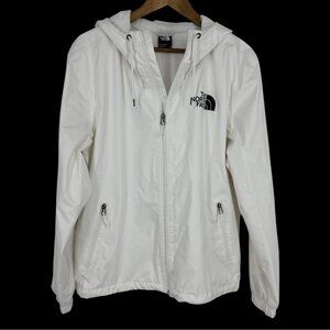 The North Face Mens White Windbreaker Jacket Zip-Up With Hood Size M